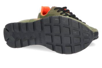 Kaki lage sneakers met fluo details Sun 68