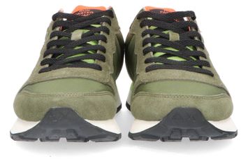 Kaki lage sneakers met fluo details Sun 68