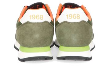 Kaki lage sneakers met fluo details Sun 68