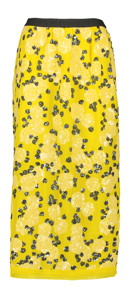 Gele rok met bloemenprint in pailetten Omi Munthe