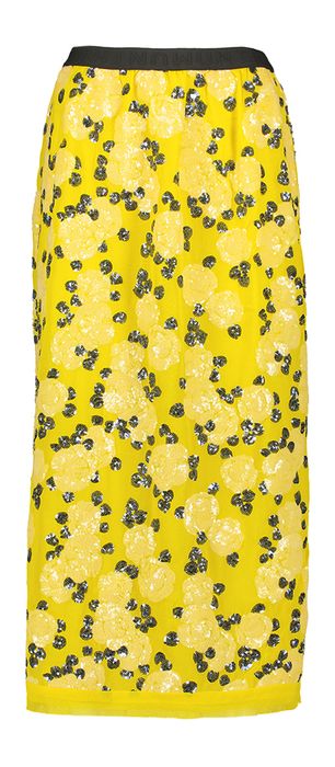 Gele rok met bloemenprint in pailetten Omi Munthe