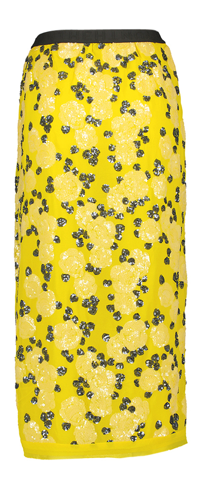 Gele rok met bloemenprint in pailetten Omi Munthe