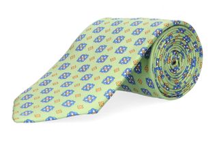 Marchesi di Como Groene zijden das met multicolor strepenmotief
