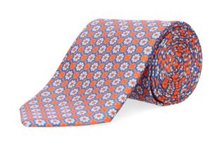 Marchesi di Como Lichtblauwe zijden das met multicolor print