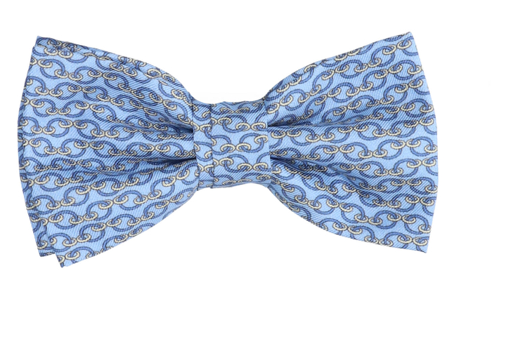 Lichtblauwe zijden vlinderdas met multicolor print Marchesi di Como