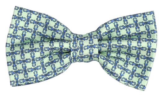 Lichtgroene zijden vlinderdas met blauwe print Marchesi di Como