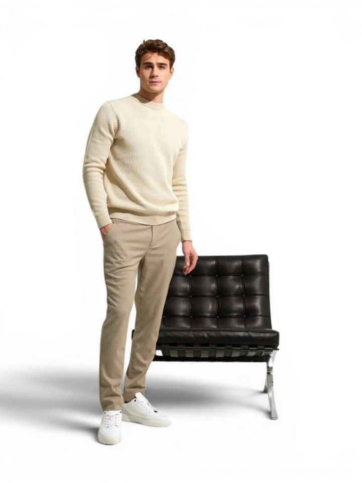 Beige slim fit broek JOSH Plain 