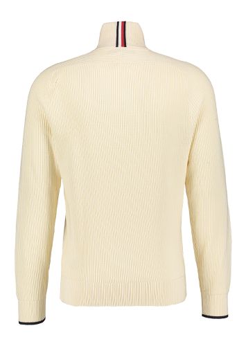 Cremekleurige sweater met opstaande kraag en korte rits Tommy Hilfiger