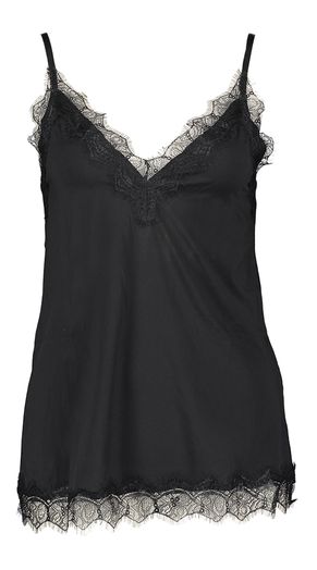 zwarte top met kanten afwerking 
