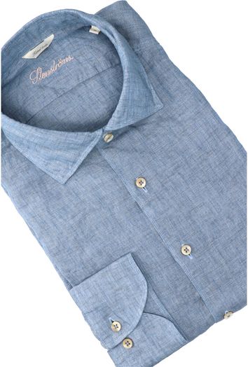 Blauw linnen hemd ( regular fit) en lange mouwen Stenströms 