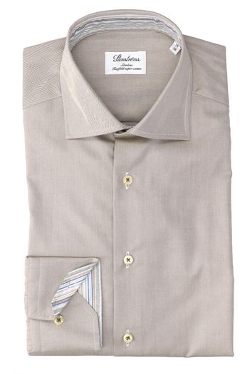 Taupe kleurig katoenen hemd (slim fit) met lange mouwen Stenstroms