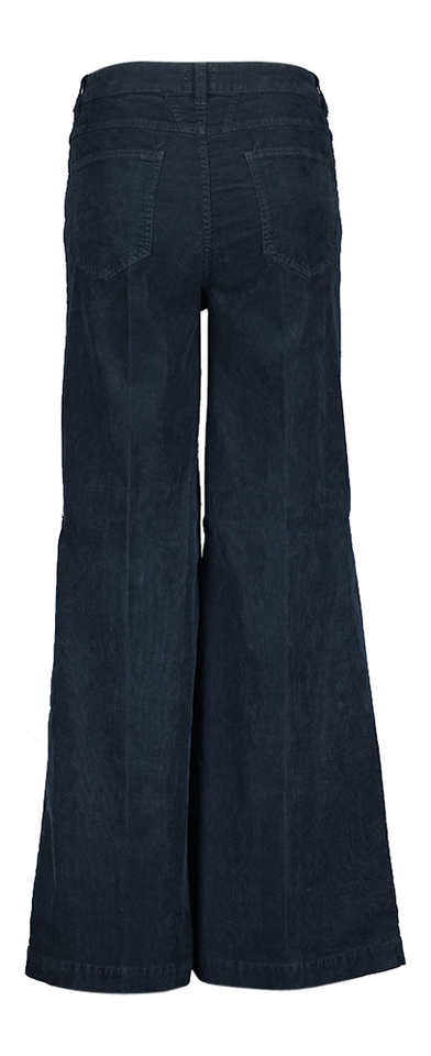 Donkerblauwe ribfluwelen flaired broek Closed