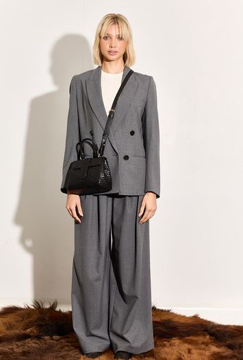 Grijze wijde broek met bandplooien Payton Collectors Club
