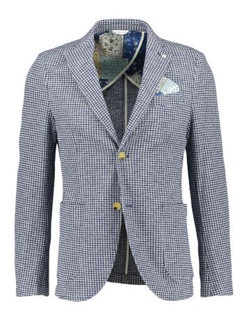 Grijze blazer met blauw motief Manuel Ritz