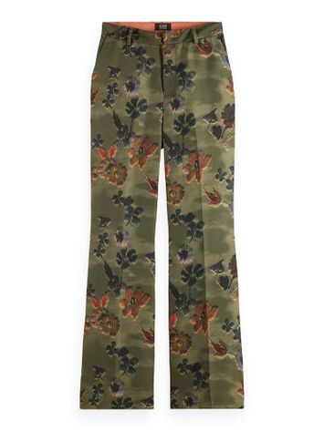 Groene lange broek met multicolor bloemenprint Violet Scotch & Soda