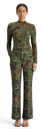 Groene lange broek met multicolor bloemenprint Violet Scotch & Soda
