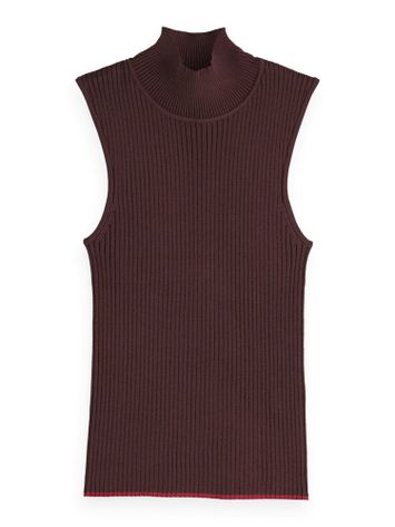 Bordeaux top met opstaande kraag Scotch & Soda