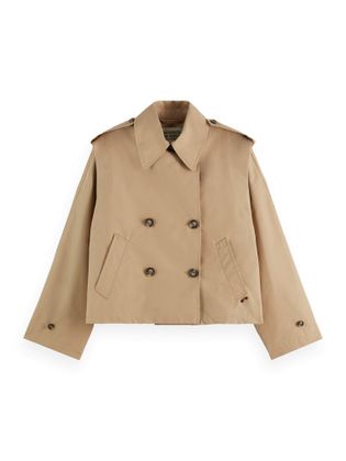 Scotch & Soda Beige korte mantel met knopen