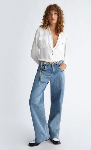 Witte blouse met goudkleurige knopen Liu Jo