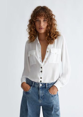 Witte blouse met goudkleurige knopen Liu Jo