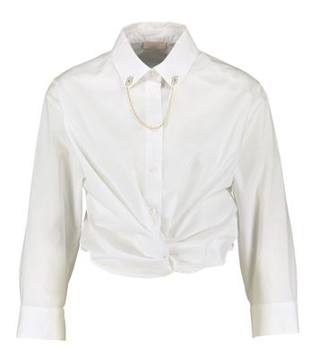 Witte korte bloes met schakelketting aan de kraag Liu Jo