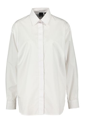 Witte blouse met blinde knoopsluiting en geborduurd logo Bridport Pinko