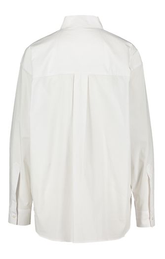 Witte blouse met blinde knoopsluiting en geborduurd logo Bridport Pinko