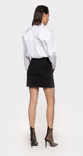 Witte blouse met blinde knoopsluiting en geborduurd logo Bridport Pinko