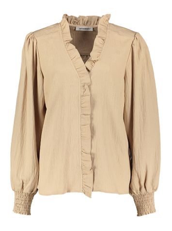 Beige blouse met V-hals en franjes Co'Couture