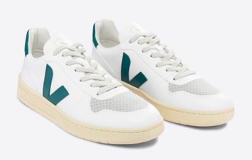 Witte sneaker met groen detail Veja