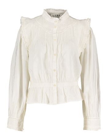 Ecru kleurige blouse met ruffles Ruffle top Les Coyotes De Paris