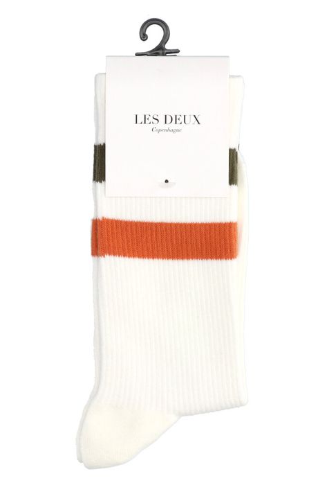Duo-pack ecru sokken met gestreepte boord Les Deux