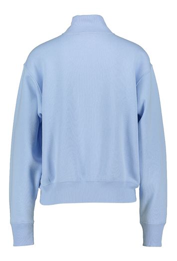 Lichtblauwe trui met korte rits en wit merklogo Ralph Lauren