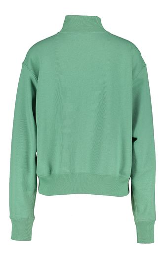 Groene trui met korte rits en roze merklogo Ralph Lauren