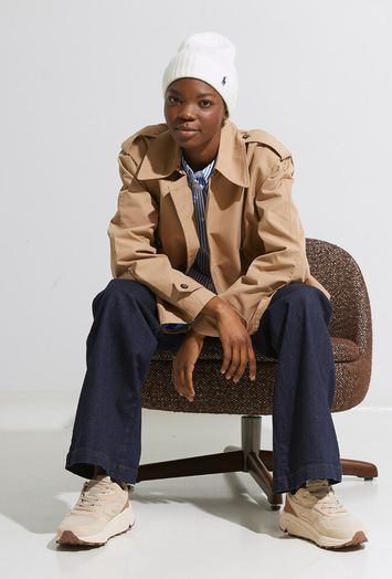 Ecru wollen muts in kabelmotief Ralph Lauren