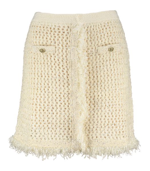 Ecru kleurige gebreide rok met glitter Twinset Milano
