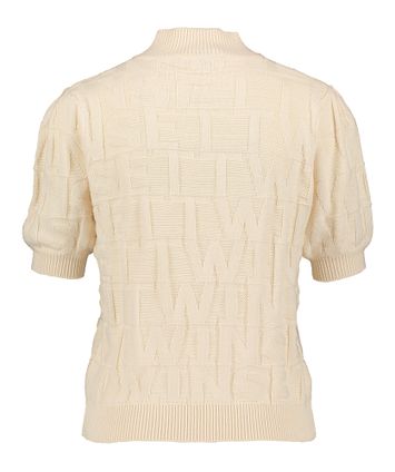 Lichtbeige gebreide pull met letters en korte mouwen Twinset