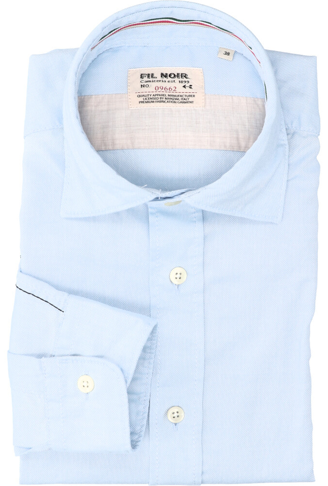 Lichtblauw katoenen hemd (slim fit) met lange mouwen Fil Noir