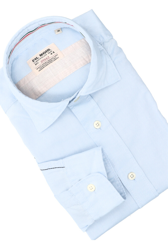 Lichtblauw katoenen hemd (slim fit) met lange mouwen Fil Noir