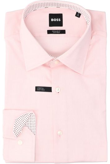Lichtroze katoenen hemd (regular fit) met lange mouwen Hugo Boss