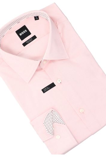 Lichtroze katoenen hemd (regular fit) met lange mouwen Hugo Boss