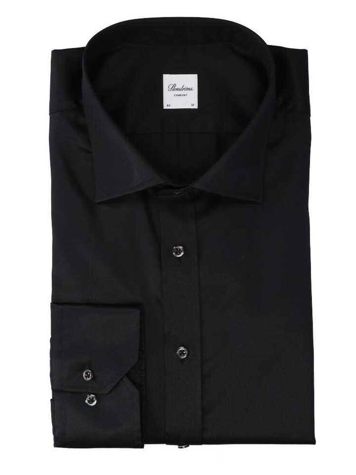Zwart katoenen hemd (regular fit) met lange mouwen Stenströms 