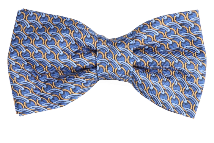 Blauwe vlinderdas met ketting print Marchesi di Como