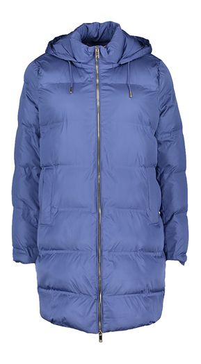 Blauwe winterjas met rits en kap Japuari Kocca