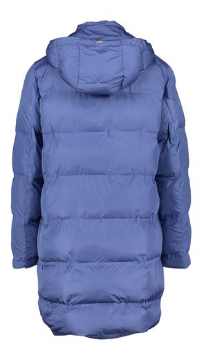 Blauwe winterjas met rits en kap Japuari Kocca