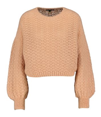 Lichtroze gehaakte wollen cropped pull Davia Kocca