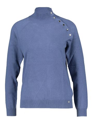 Jeansblauwe trui met opstaande kraag Indil Kocca