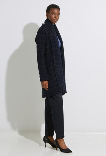 Donkerblauwe geklede broek met bandplooien Beatis Kocca
