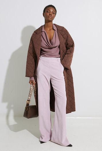 Roze ribfluwelen lange broek Bionne Kocca 
