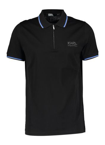 Zwarte polo met kort ritsje en korte mouwen Karl Lagerdeld 